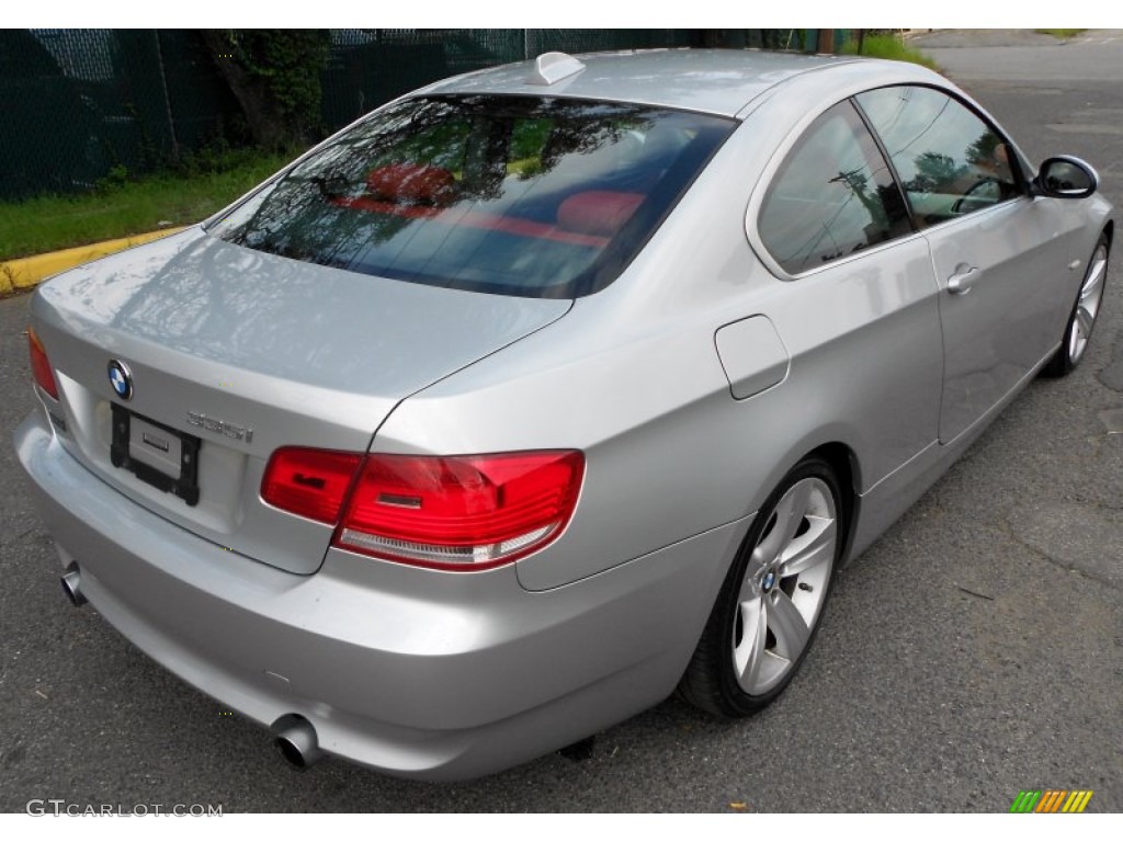 2007 3 Series 335i Coupe - Titanium Silver Metallic / Coral Red/Black photo #32