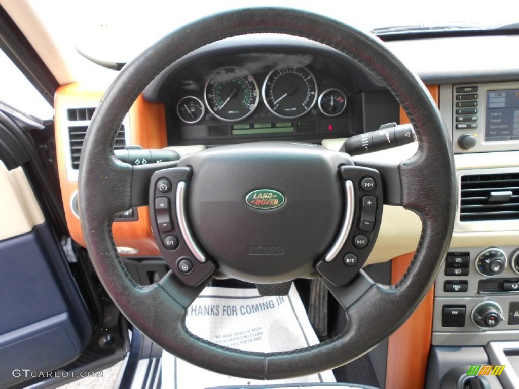 2004 Land Rover Range Rover HSE Sand/Jet Black Steering Wheel Photo #53986560