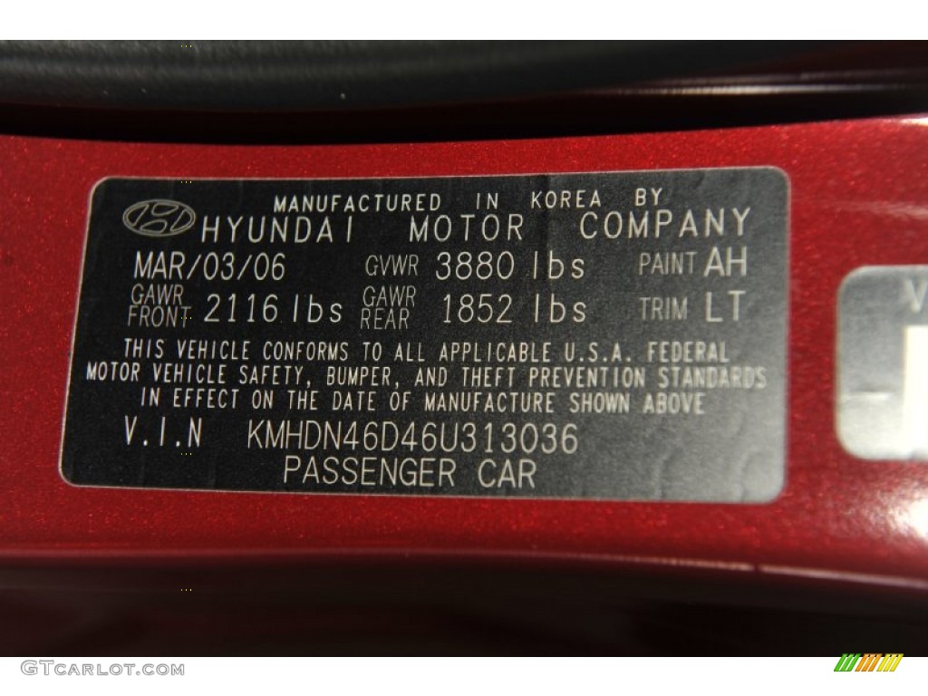 2006 Elantra GLS Sedan - Electric Red / Gray photo #25
