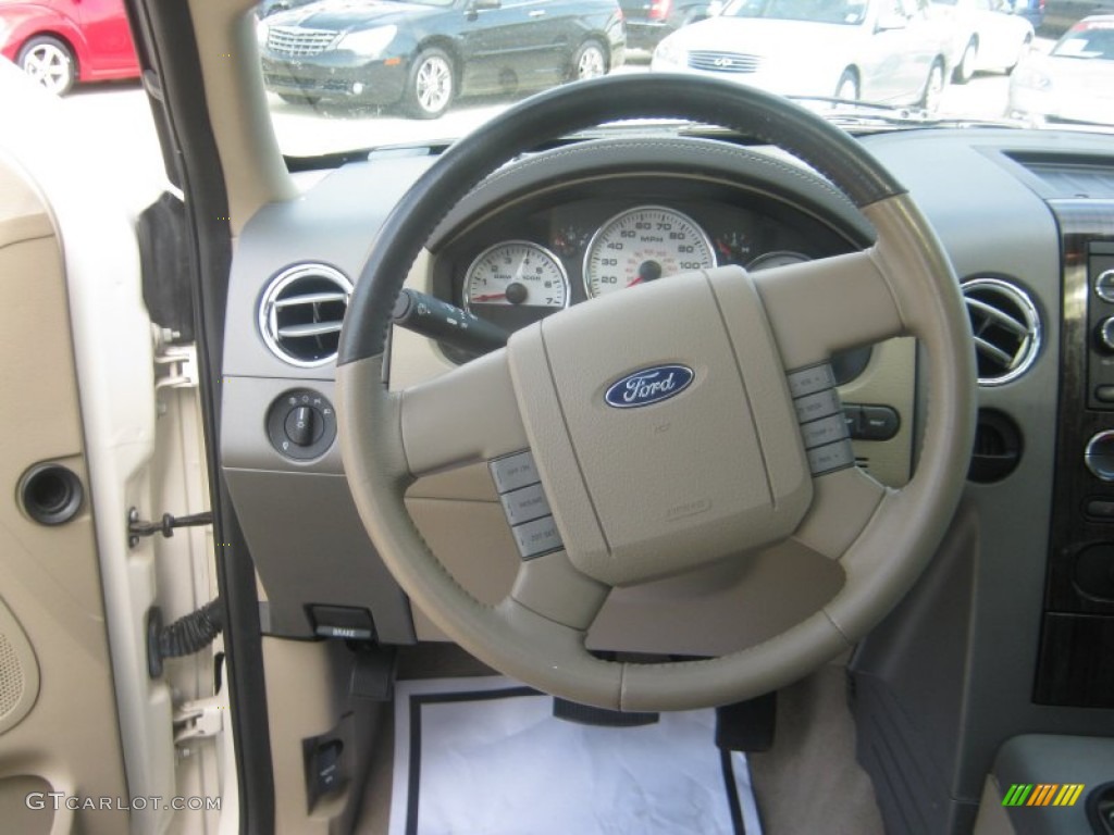 2008 Ford F150 Limited SuperCrew Tan Steering Wheel Photo #53994416