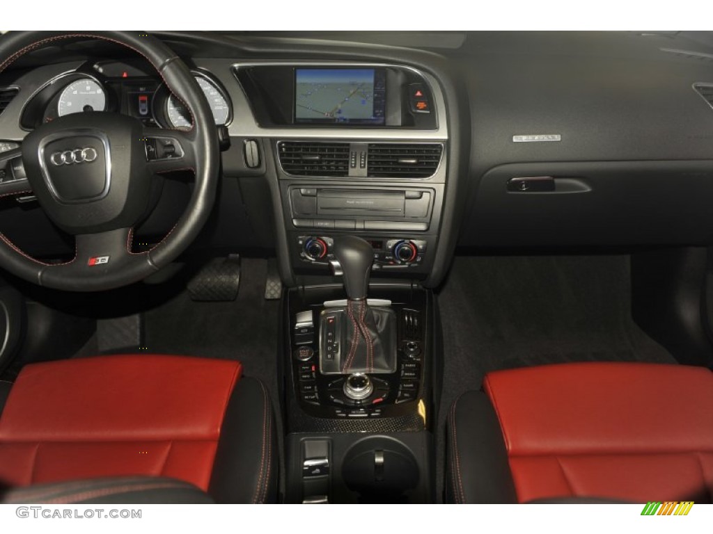 2010 Audi S5 3.0 TFSI quattro Cabriolet Magma Red Silk Nappa Leather Dashboard Photo #53995562