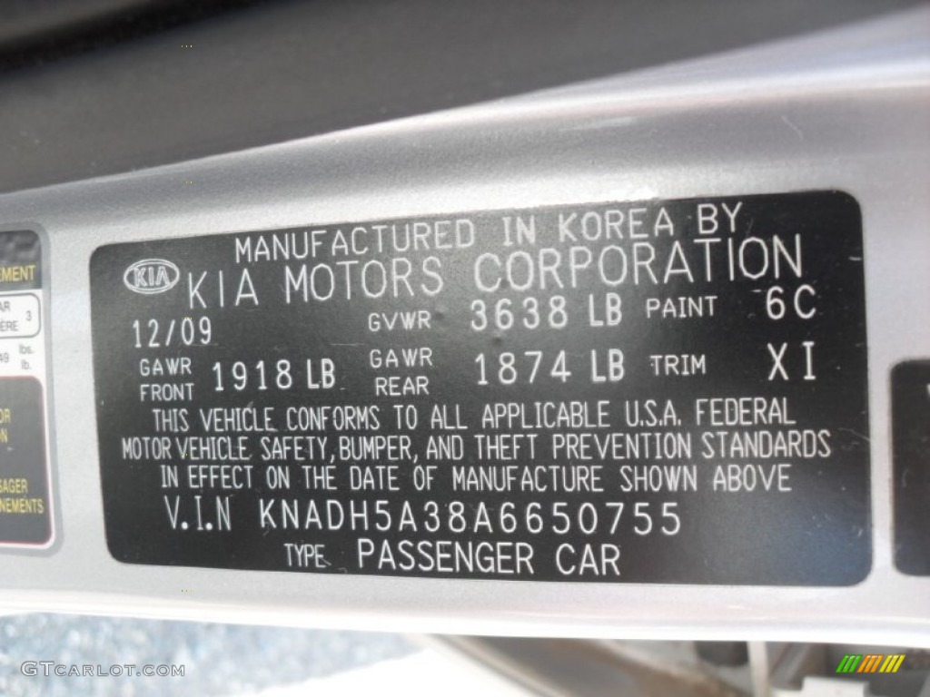 2010 Rio Color Code 6C for Clear Silver Photo #53996654