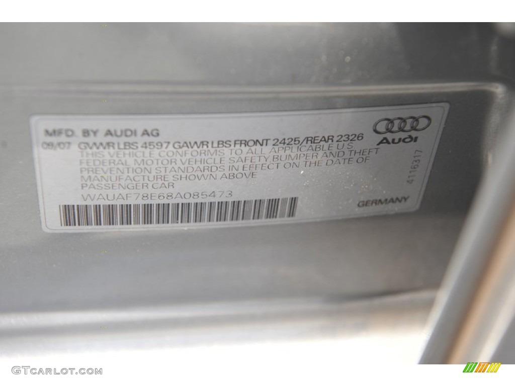 2008 A4 2.0T S-Line Sedan - Quartz Grey Metallic / Black photo #8