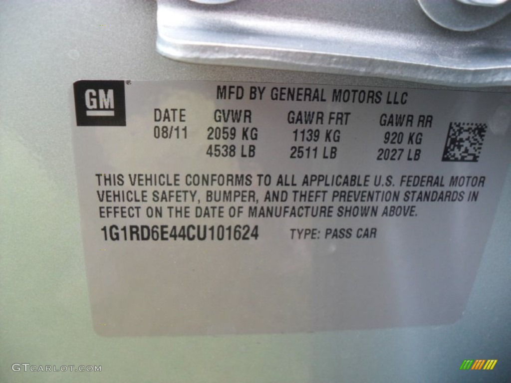 2012 Chevrolet Volt Hatchback Info Tag Photo #53997554