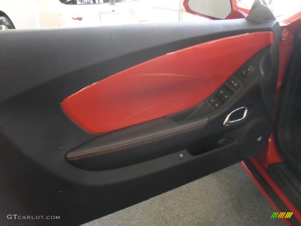 2012 Chevrolet Camaro SS/RS Convertible Inferno Orange/Black Door Panel Photo #53997787