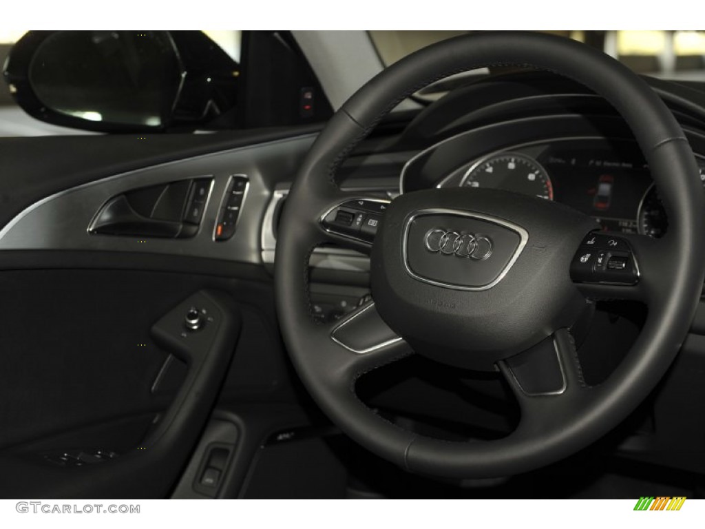 2012 Audi A6 3.0T quattro Sedan Black Steering Wheel Photo #53998084