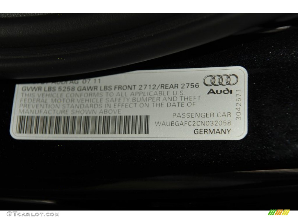 2012 Audi A6 3.0T quattro Sedan Info Tag Photo #53998178