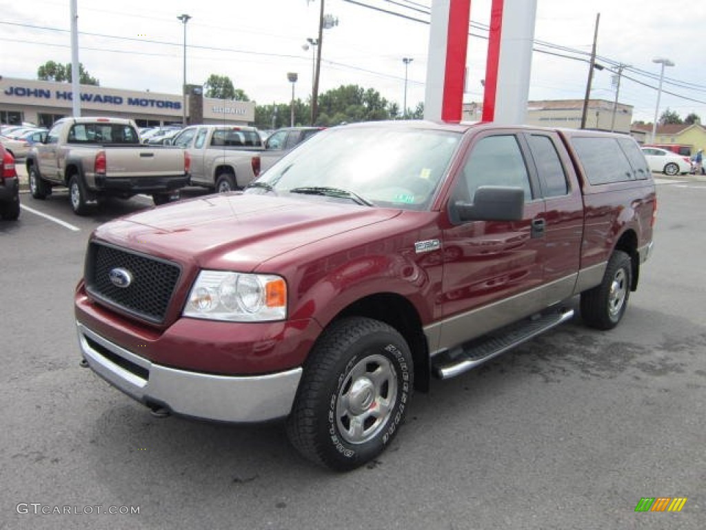 2006 F150 XLT SuperCab 4x4 - Dark Toreador Red Metallic / Tan photo #3