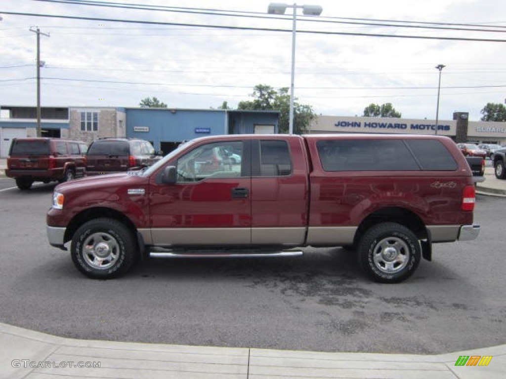 2006 F150 XLT SuperCab 4x4 - Dark Toreador Red Metallic / Tan photo #8