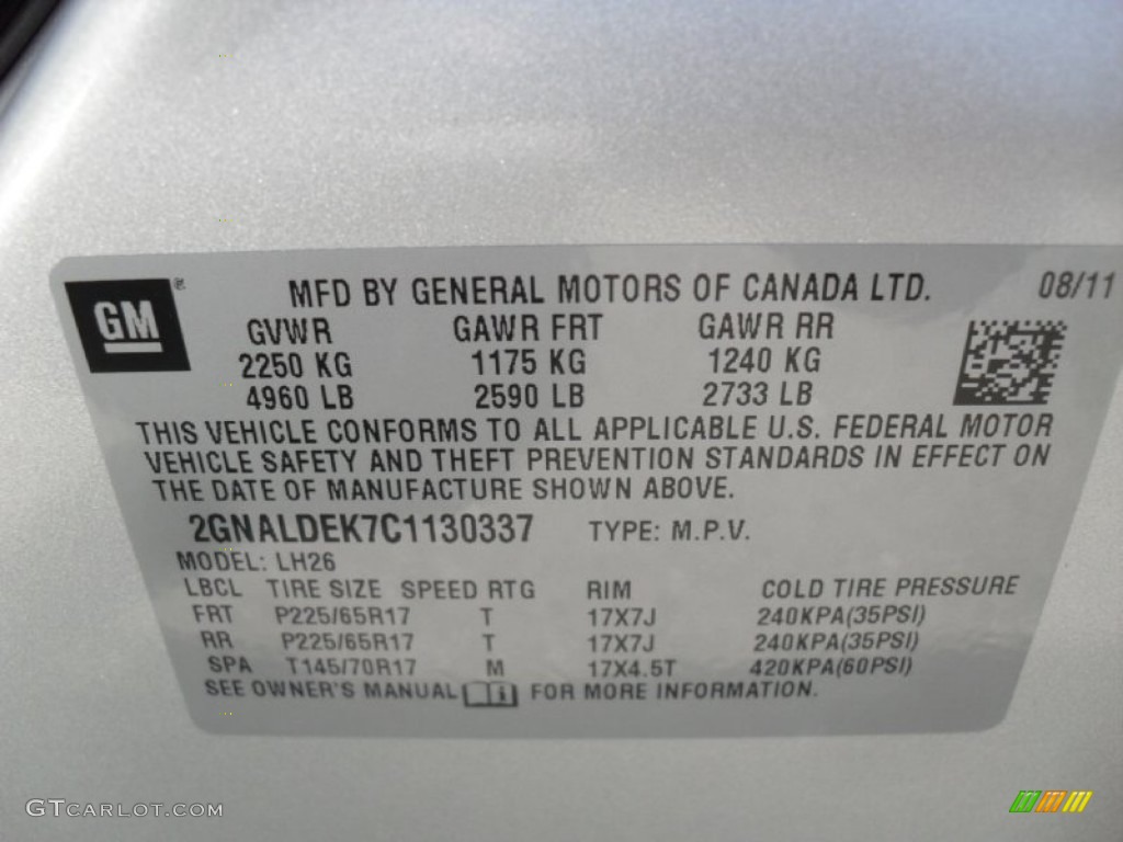 2012 Equinox LT - Silver Ice Metallic / Jet Black photo #6