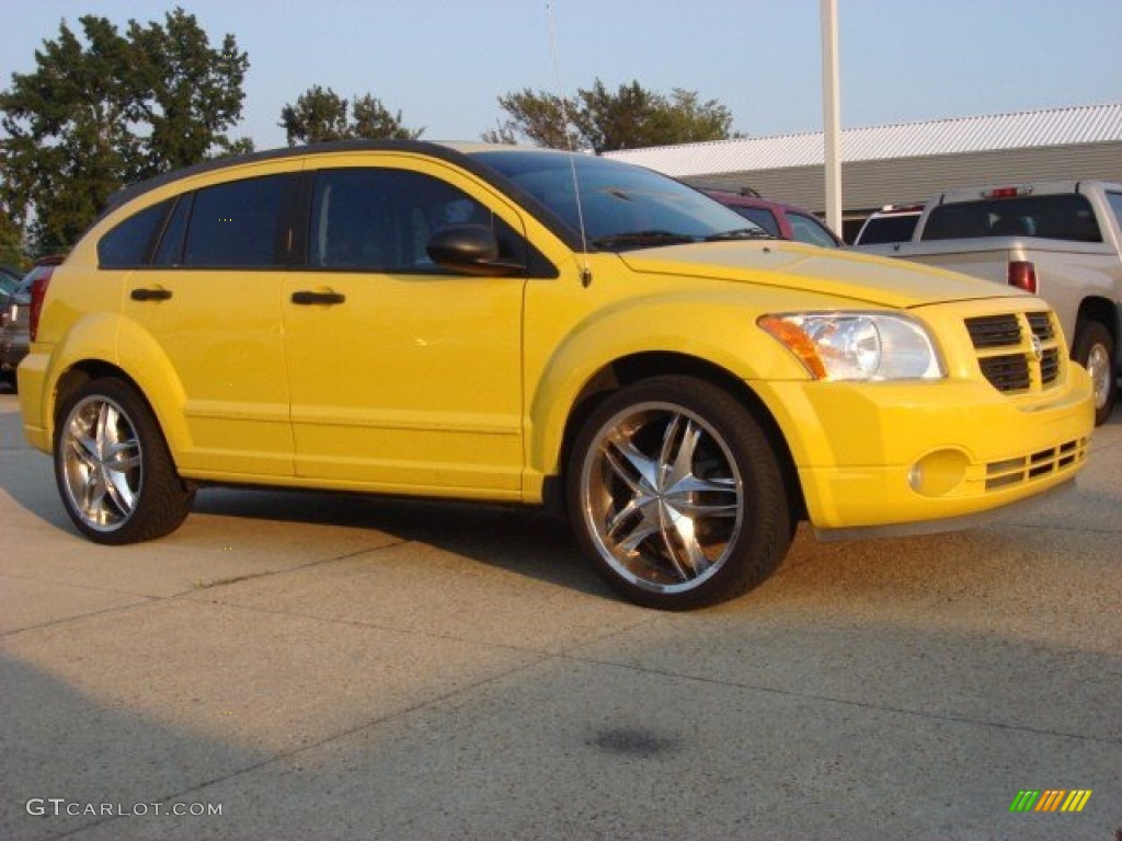 2007 Caliber SXT - Solar Yellow / Pastel Slate Gray/Yellow photo #2
