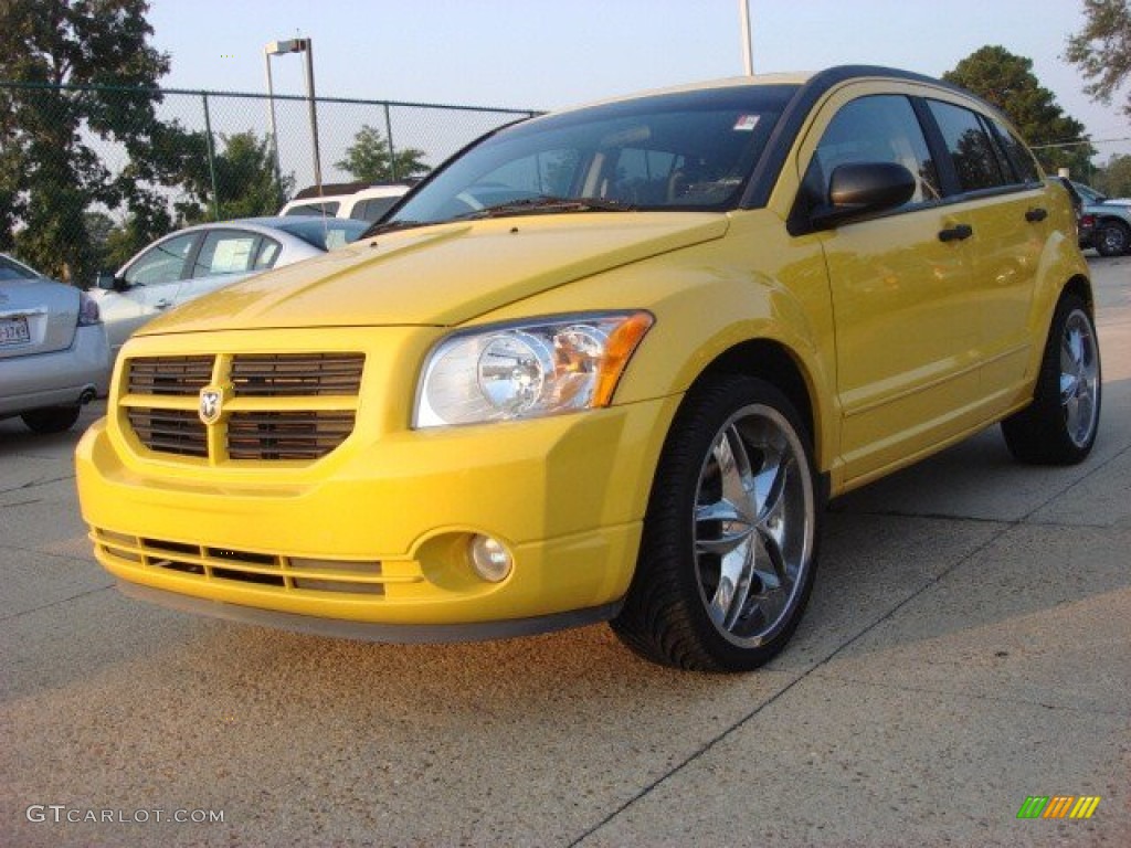 2007 Caliber SXT - Solar Yellow / Pastel Slate Gray/Yellow photo #6