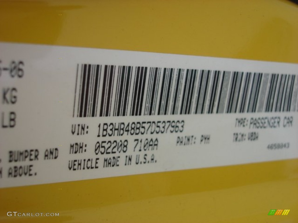 2007 Caliber SXT - Solar Yellow / Pastel Slate Gray/Yellow photo #16