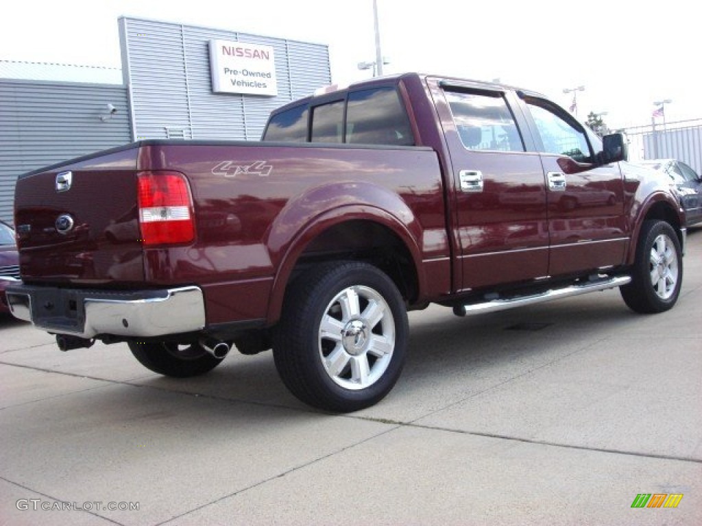 2006 F150 Lariat SuperCrew 4x4 - Dark Toreador Red Metallic / Tan photo #4