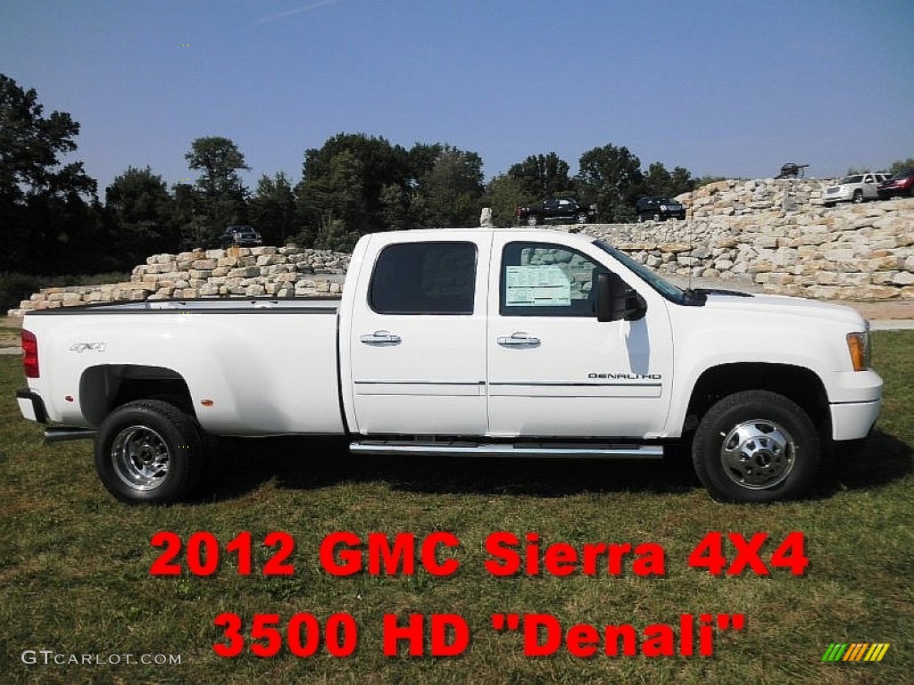 2012 Sierra 3500HD Denali Crew Cab 4x4 Dually - Summit White / Ebony photo #1
