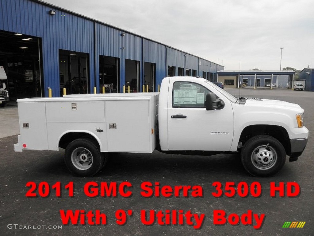 2011 Sierra 3500HD Work Truck Regular Cab Utility - Summit White / Dark Titanium photo #1