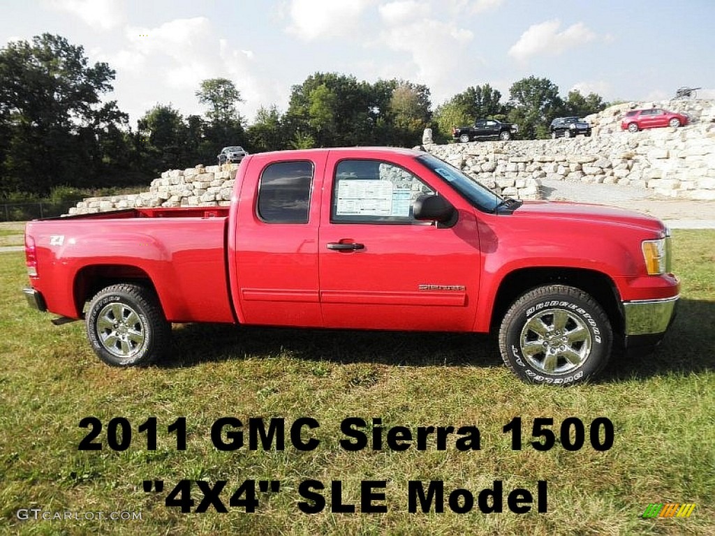 2011 Sierra 1500 SLE Extended Cab 4x4 - Fire Red / Ebony photo #1