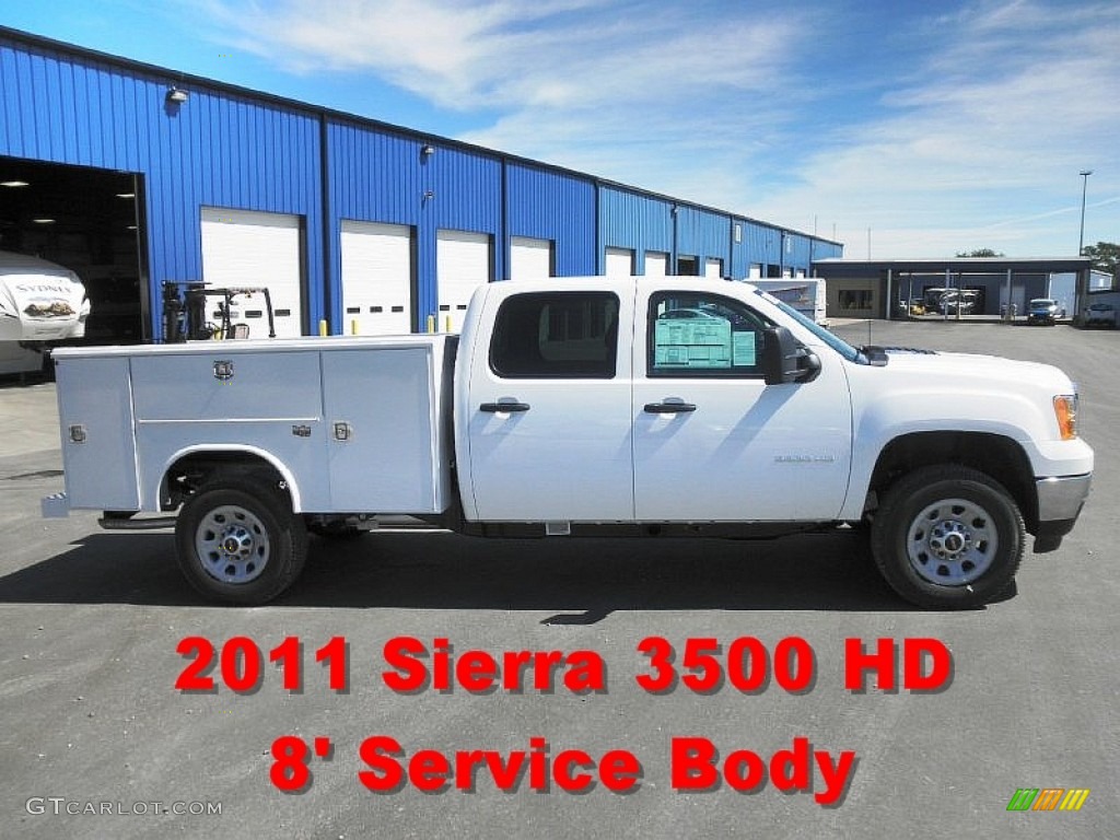 2011 Sierra 3500HD Work Truck Crew Cab Utility Truck - Summit White / Dark Titanium photo #1
