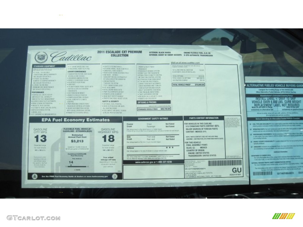 2011 Cadillac Escalade EXT Premium AWD Window Sticker Photo #54048982