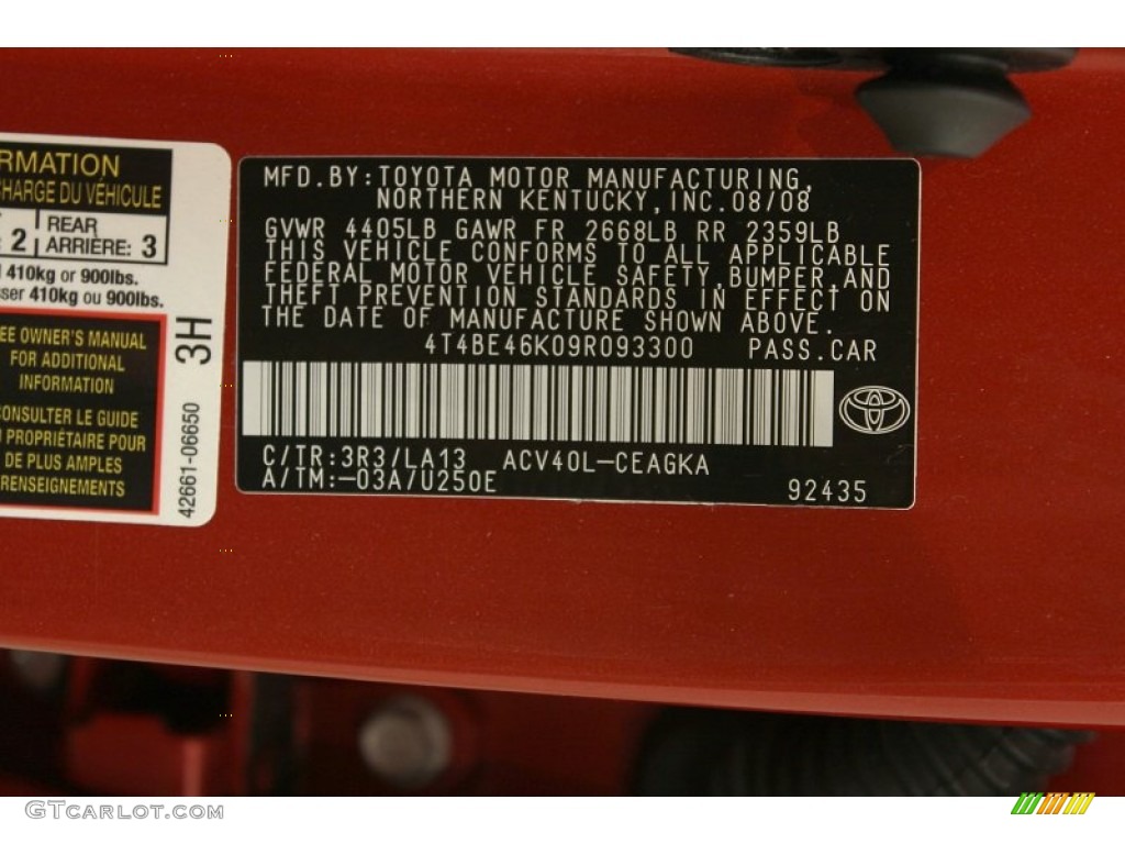 2009 Camry XLE - Barcelona Red Metallic / Ash photo #22