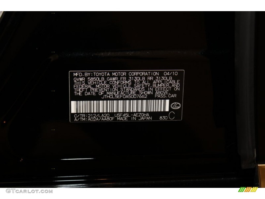2010 LS Color Code 212 for Obsidian Black Photo #54056893