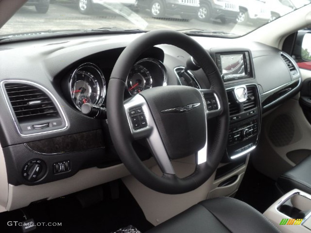 2012 Chrysler Town & Country Touring - L Black/Light Graystone Steering Wheel Photo #54059987