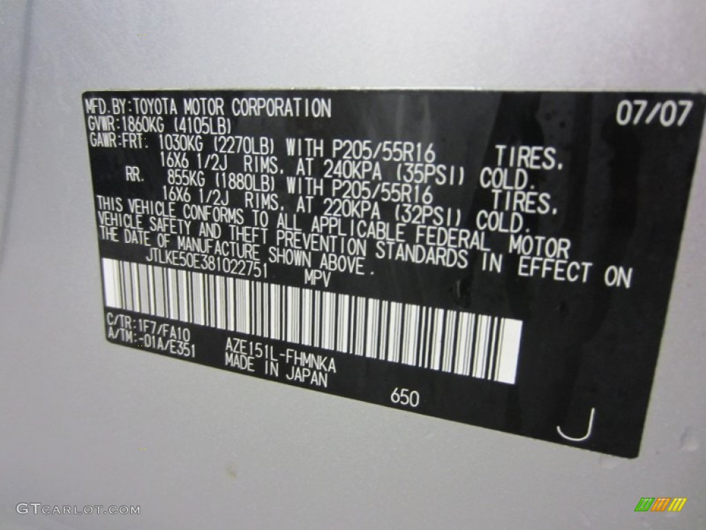 2008 xB Color Code 1F7 for Classic Silver Metallic Photo #54068136