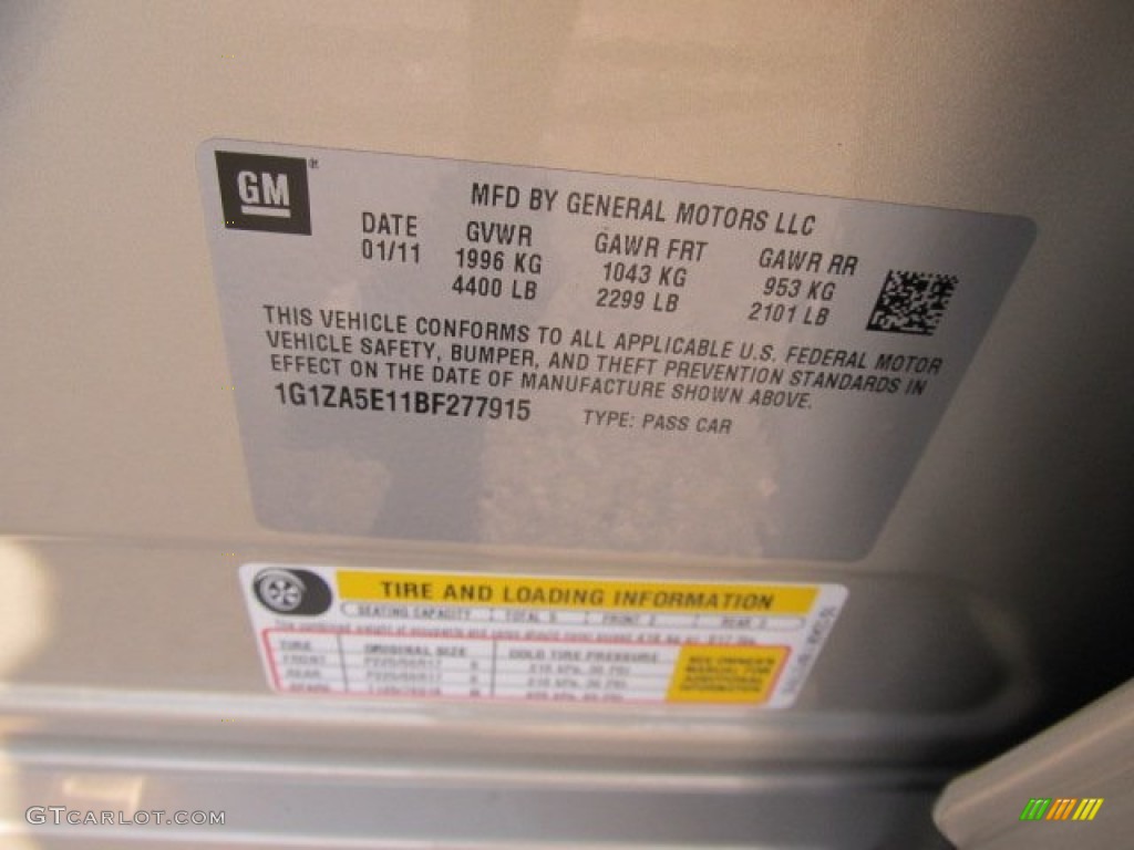 2011 Chevrolet Malibu LS Info Tag Photo #54069144