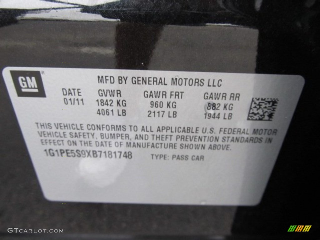 2011 Chevrolet Cruze LT Info Tag Photo #54070668