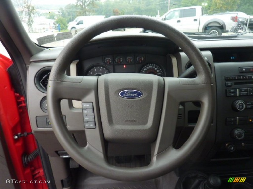 2010 F150 XL Regular Cab 4x4 - Vermillion Red / Medium Stone photo #14