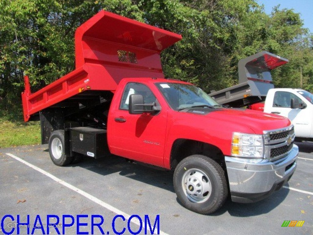 2011 Silverado 3500HD Regular Cab 4x4 Chassis Dump Truck - Victory Red / Dark Titanium photo #1