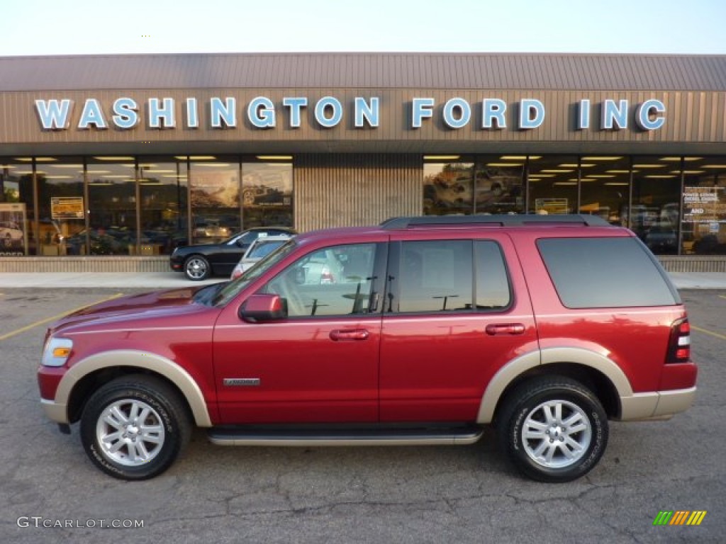 2008 Explorer Eddie Bauer 4x4 - Redfire Metallic / Camel photo #1