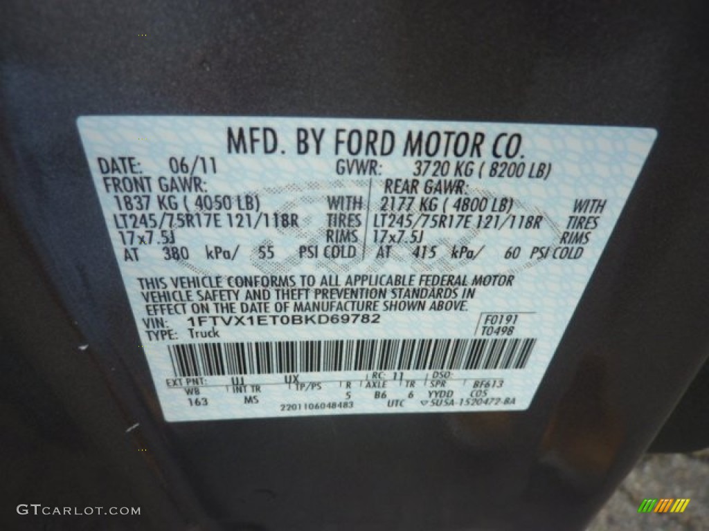 2011 F150 Color Code UJ for Sterling Grey Metallic Photo #54075690