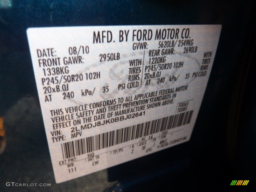 2011 MKX AWD - Mediterranean Blue Metallic / Charcoal Black photo #19