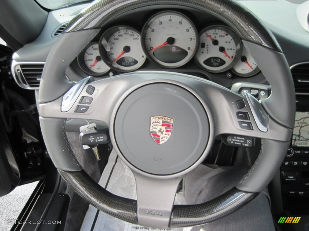 2009 Porsche 911 Carrera 4S Coupe Stone Grey Steering Wheel Photo #54076194