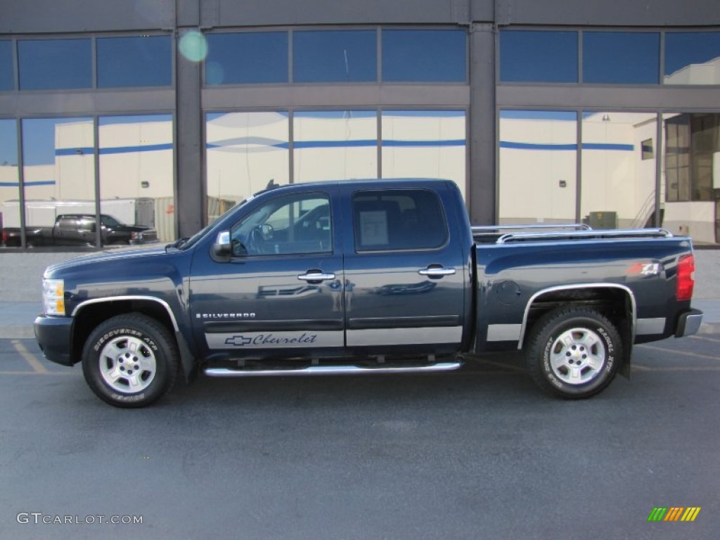 2007 Silverado 1500 LT Crew Cab 4x4 - Blue Granite Metallic / Ebony Black photo #2