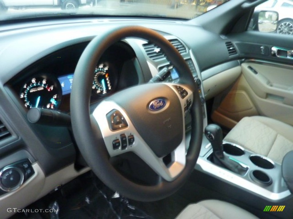 2012 Ford Explorer FWD Medium Light Stone Steering Wheel Photo #54080664