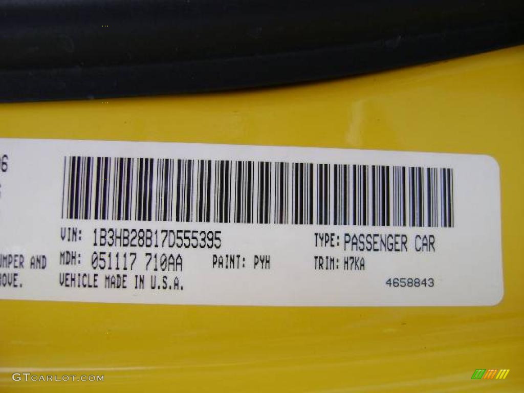 2007 Caliber Color Code PYH for Solar Yellow Photo #5408443