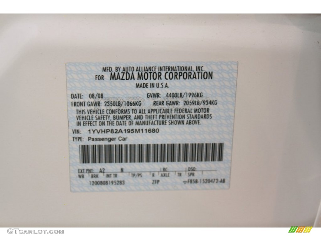 2009 MAZDA6 i Touring - Performance White / Black photo #19