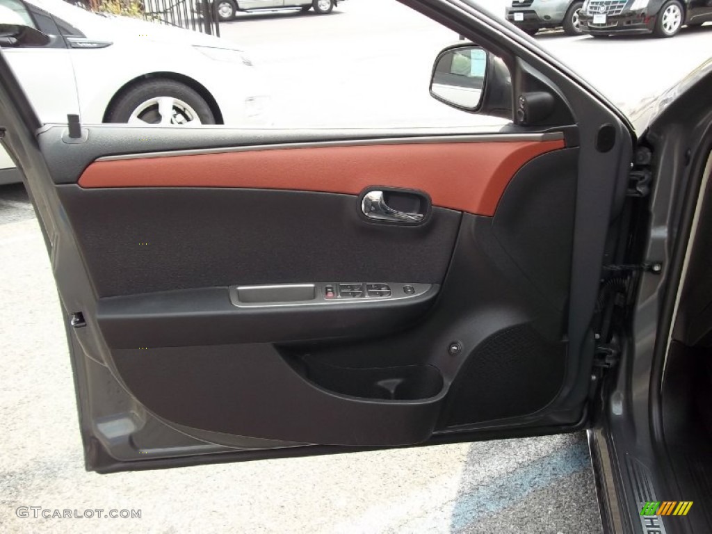 2008 Chevrolet Malibu LTZ Sedan Ebony/Brick Red Door Panel Photo #54096408