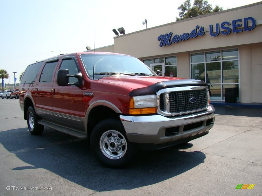 2000 Excursion Limited 4x4 - Toreador Red Metallic / Medium Parchment photo #31