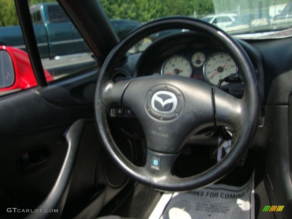 2002 Mazda MX-5 Miata LS Roadster Black Steering Wheel Photo #54111159