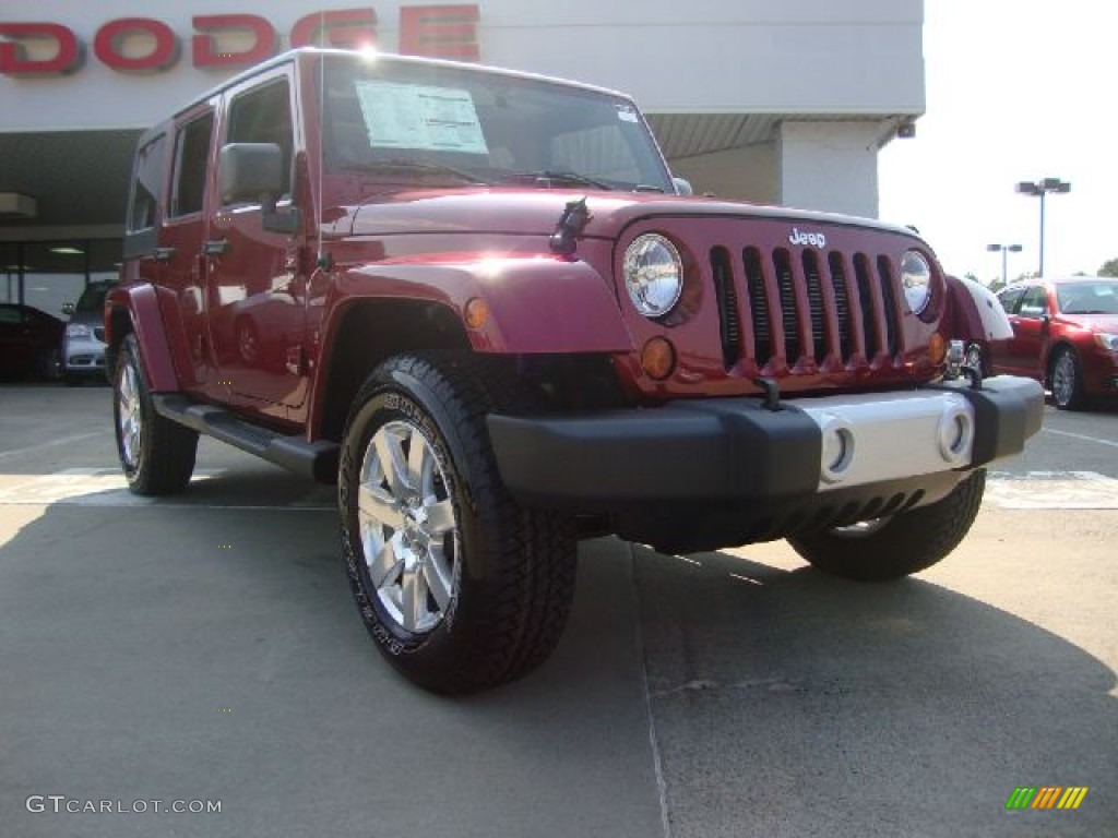 2012 Wrangler Unlimited Sahara 4x4 - Deep Cherry Red Crystal Pearl / Black photo #1