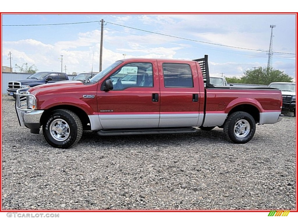 2003 F250 Super Duty Lariat Crew Cab - Toreador Red Metallic / Medium Flint Grey photo #2