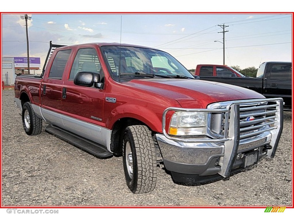 2003 F250 Super Duty Lariat Crew Cab - Toreador Red Metallic / Medium Flint Grey photo #10