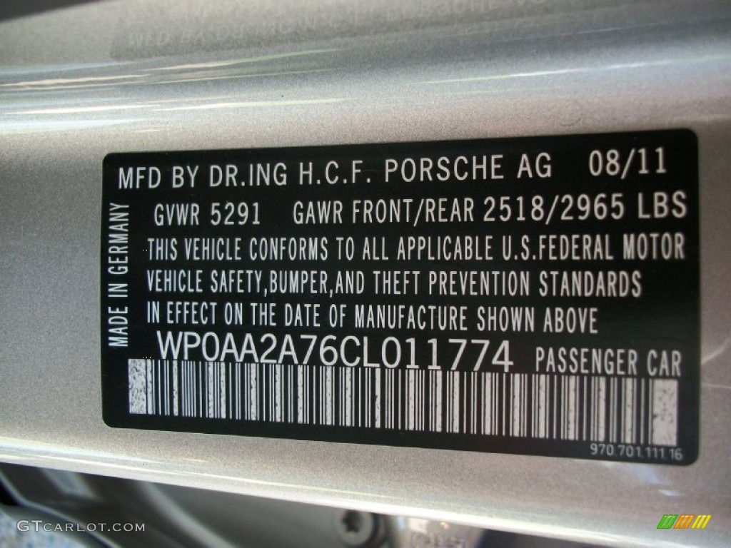 2012 Porsche Panamera V6 Info Tag Photos