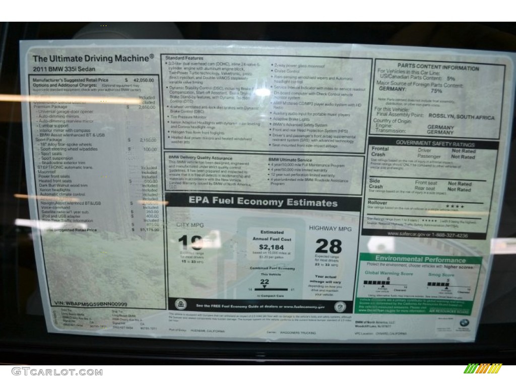 2011 3 Series 335i Sedan - Jet Black / Oyster/Black Dakota Leather photo #4
