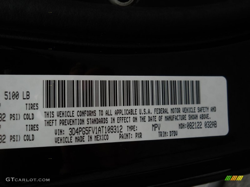 2010 Journey Color Code PXR for Brilliant Black Crystal Pearl Photo #54131397