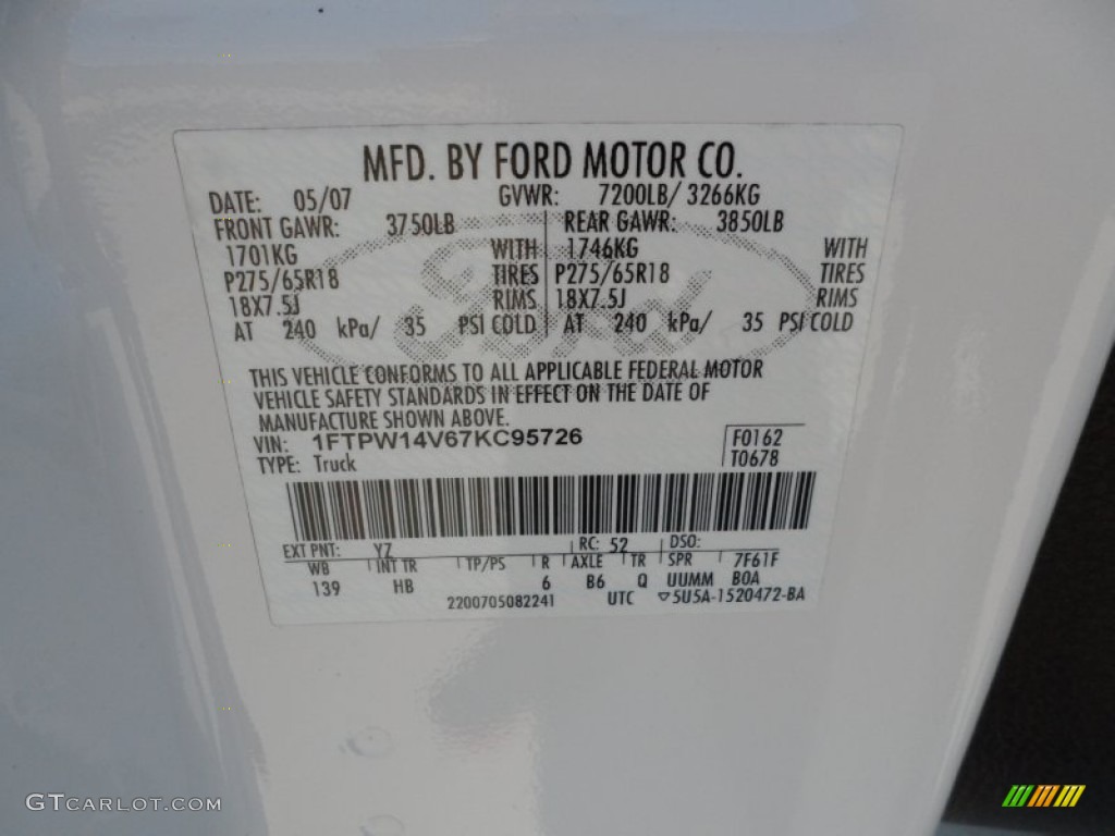 2007 F150 Lariat SuperCrew 4x4 - Oxford White / Black photo #48