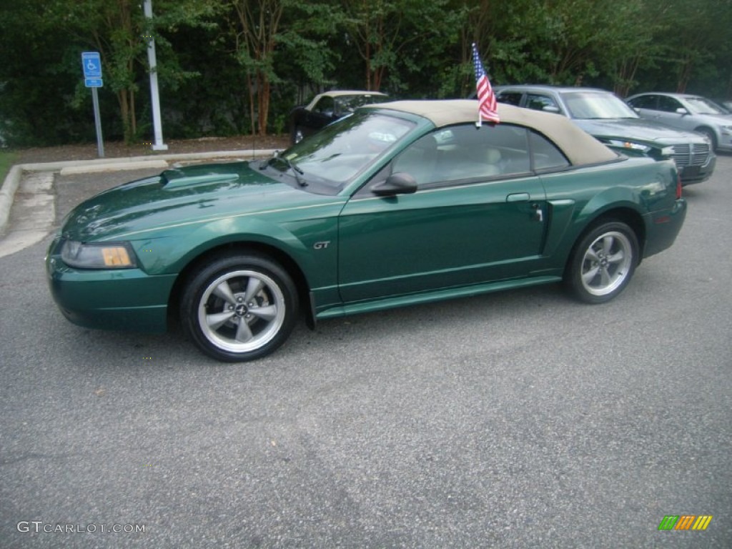 2001 Mustang GT Convertible - Electric Green Metallic / Medium Parchment photo #1